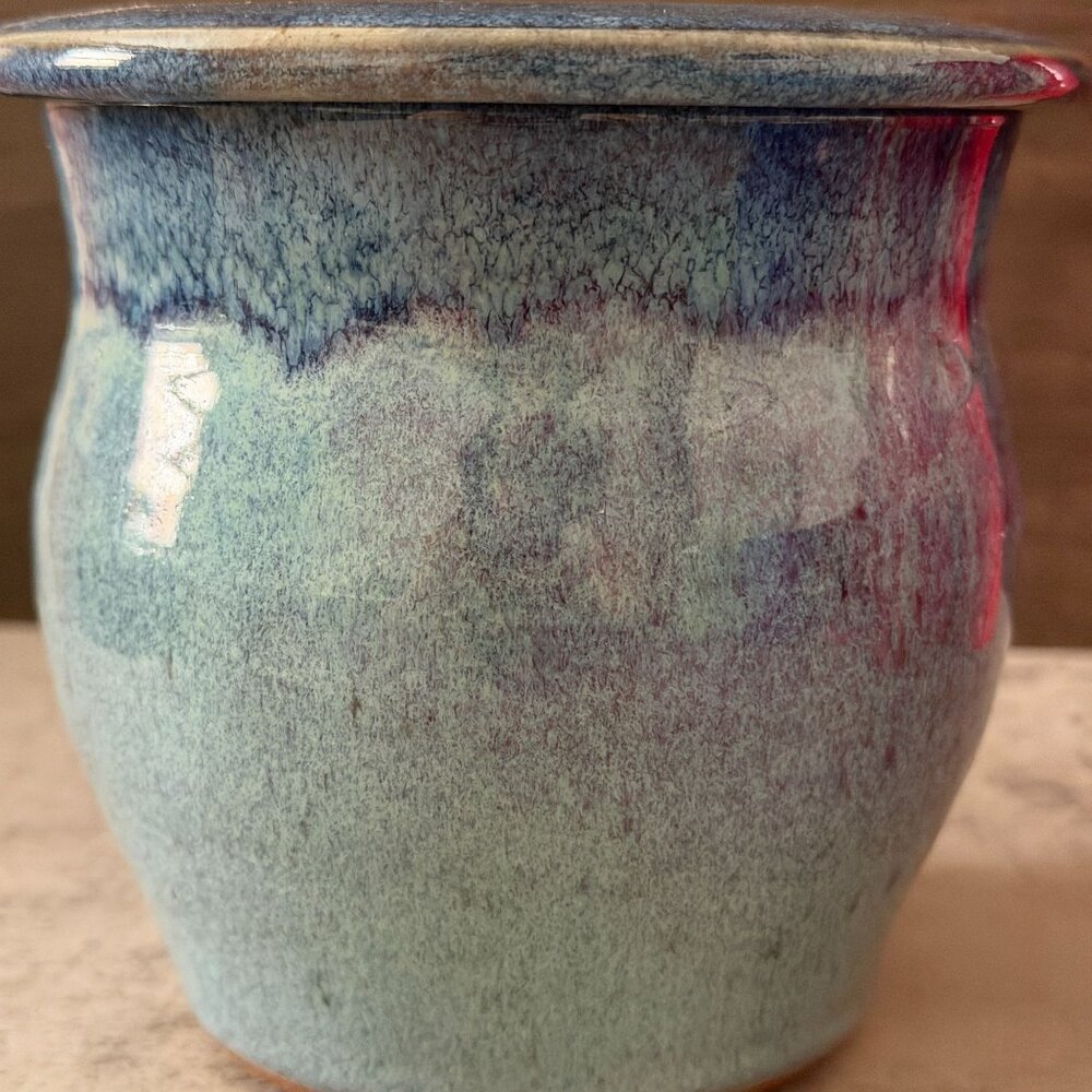 Vintage Studio Pottery Blue Butter Dip Chiller Tom's Thumb Pottery Lebanon ME - Picture 3 of 8